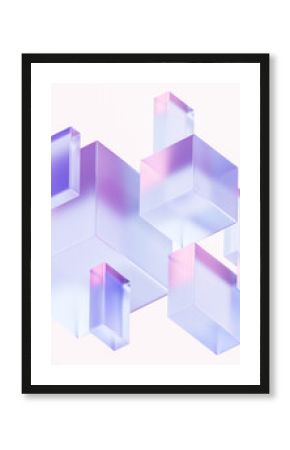 Transparent glass with gradient colors, 3d rendering.