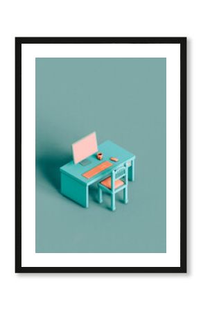 workstation with personal computer. 3d render