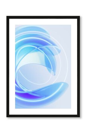 Gradient transparent curve glass, 3d rendering.