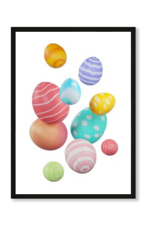 Colorful painting easter egg, 3d rendering