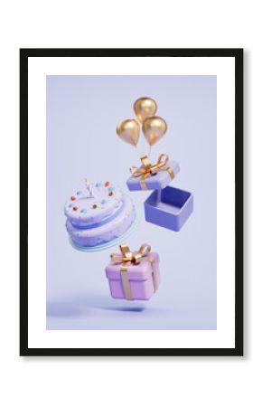 3d rendering birthday cake picture