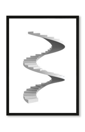 White spiral staircase isolated. PNG transparency