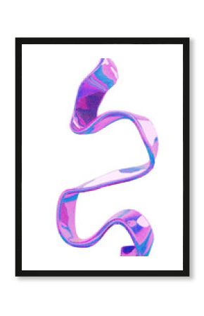 3d ribbon glass hologram of abstract shape in the form of a wave.  of 3d rendering