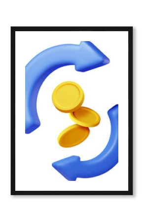 3D Round Arrow with Golden Coins