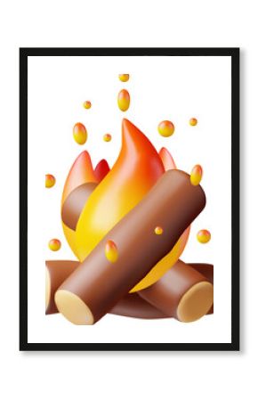 3d Campfire in Cartoon Style