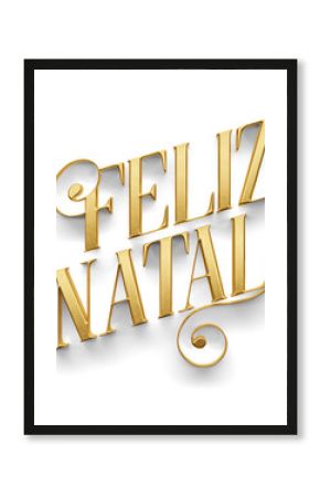 Merry Christmas lettering in Brazilian Portuguese 3d render