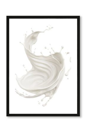 Milk splash, yogurt or white milk cream 3d illustration.