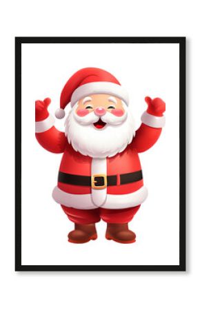 Cute 3d Santa Claus isolated on transparent background PNG