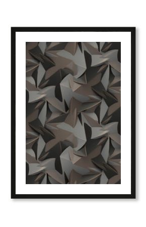 3d wallpaper pattern design of black gray and brown geometry.