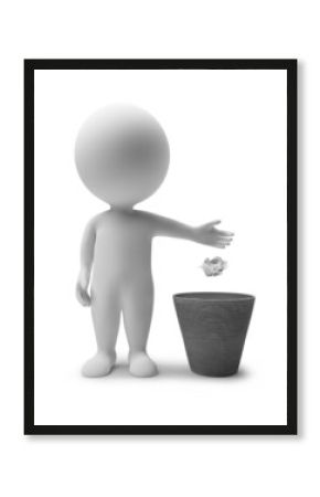3d small people - garbage basket