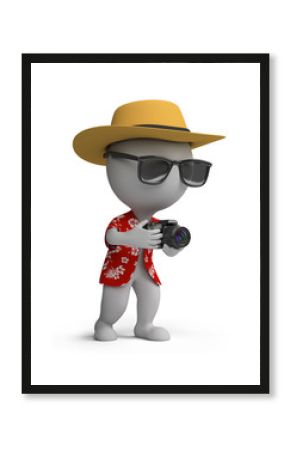 3d small people - tourist with a camera