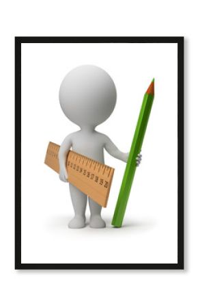 3d small people - ruler and pencil