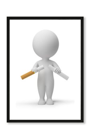 3d small people - breaking cigarette