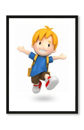 3d render of a jumpi boy with backpack