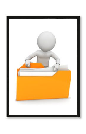 3d man opening folder