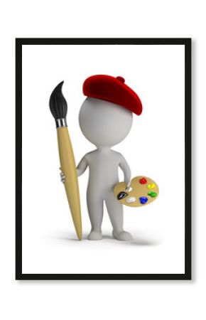 3d small people - artist with a large brush