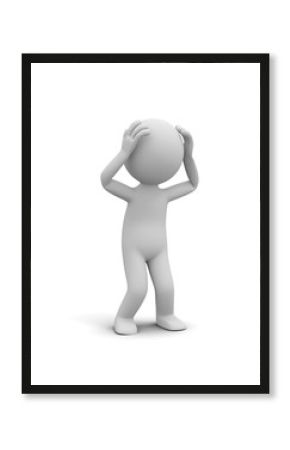 3d  people holding his head with his hands