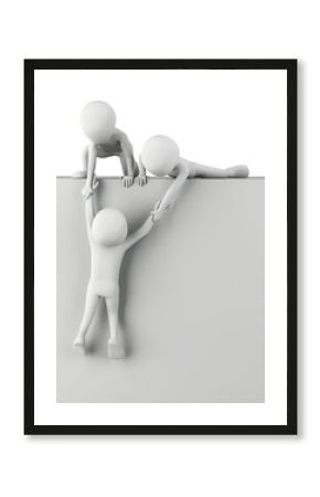 3d small people help to get up.
