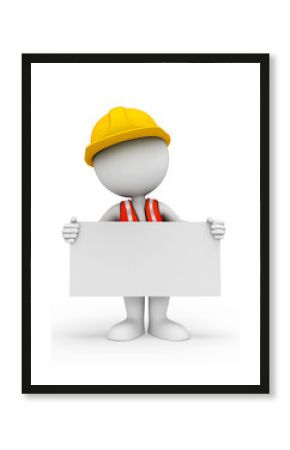 3d white people as road worker