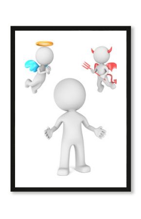Good or bad choices. The Dude with Angel and Devil.