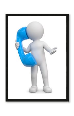 3d Männchen mit blauem Telefon