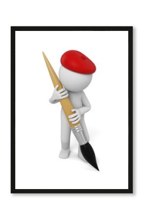 3d people painting, 3d image. Isolated white background