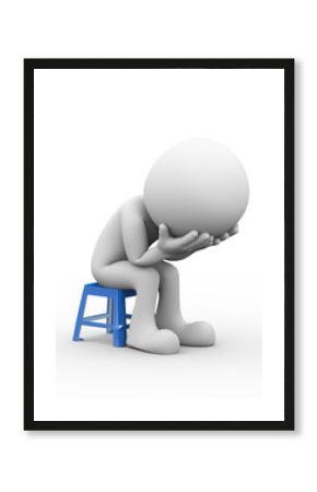 3d sad depressed person