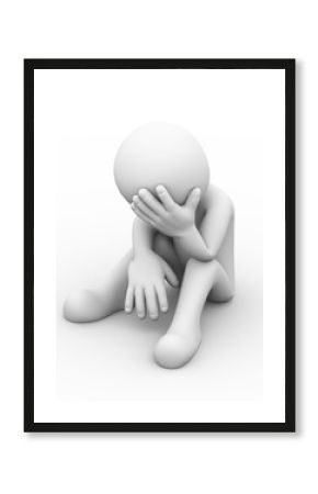 3d depressed sad person
