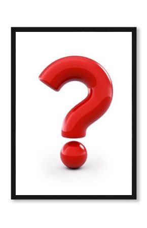 Red question mark 3d icon , isolated on white , Think