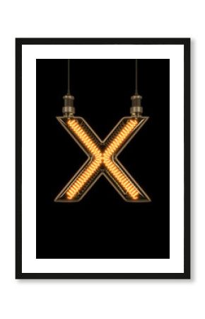 Alphabet X made of light bulb. 3D illustration