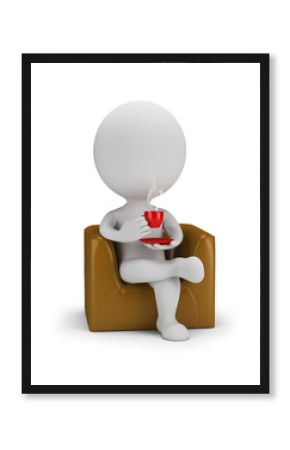 3d small people - drinks cofee