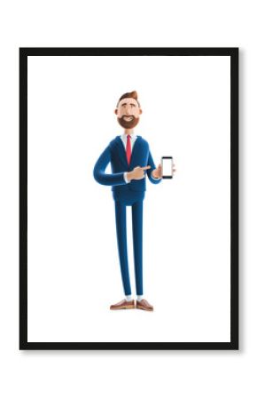 3d illustration. Portrait of a handsome businessman with mobile phone