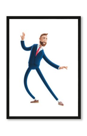 3d illustration. Portrait of a handsome businessman happy expression dancing