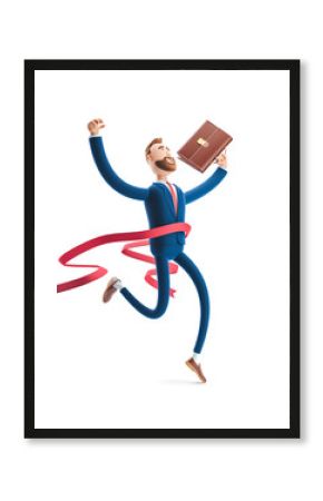 3d illustration. Businessman Billy winning the competition. Successful businessman