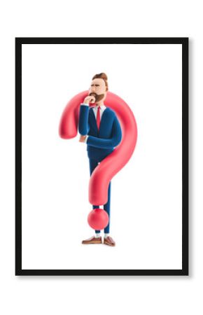 3d illustration. Businessman Billy looking for a solution