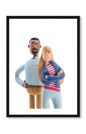 3d illustration. Businessman Stanley and Emma stand on white background.