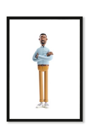 3d illustration. Businessman Stanley stand on white background.