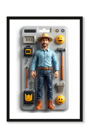 An expert farmer's 3d blister pack toy style.