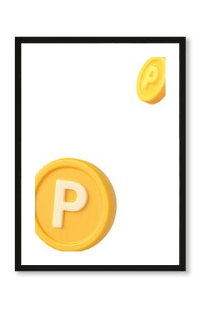 3D Yellow Coins with P Symbol