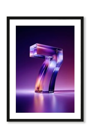 A stunning artistic image showcasing the number seven crafted from glossy, transparent material.