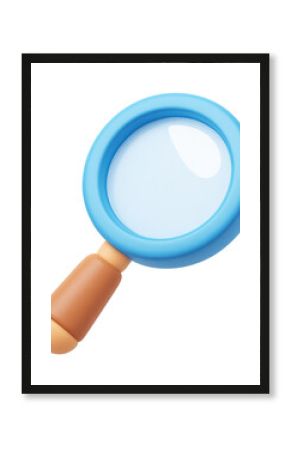 Blue and Brown 3D Magnifying Glass on Transparent Background