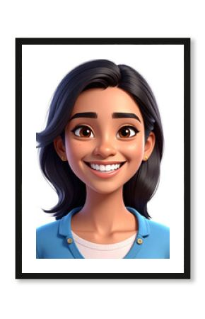 smiling girl 3D character png. 3d avatar of girl.