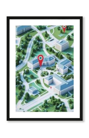 3D Detailed Map of University Campus Landscape