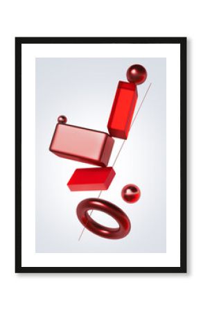 Abstract red geometric shapes set. Connection and balance concept