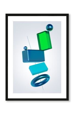 Abstract blue green geometric shapes. Connection and balance concept