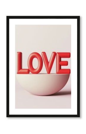 3d render of LOVE word red sign on light background, Valentine's Day concept