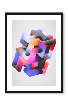 3d render, abstract background of volumetric maze, tangled colorful tubes, modern multicolored wallpaper