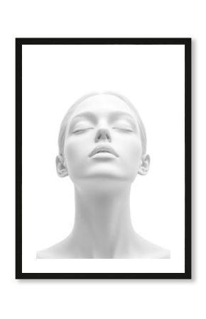 Isolated White Female Head with Closed Eyes