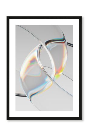 Abstract 3D rendering of elegant transparent rings with a minimalist design