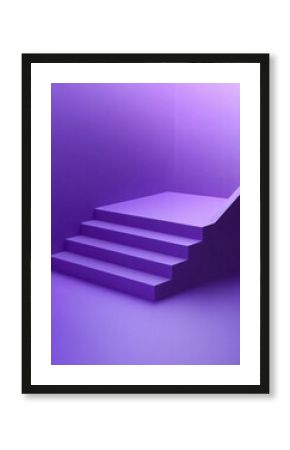 Minimalist staircase abstract geometric design purple gradient lighting modern architectural concept futuristic perspective depth smooth clean lines elegant symmetry digital 3d render surreal vision